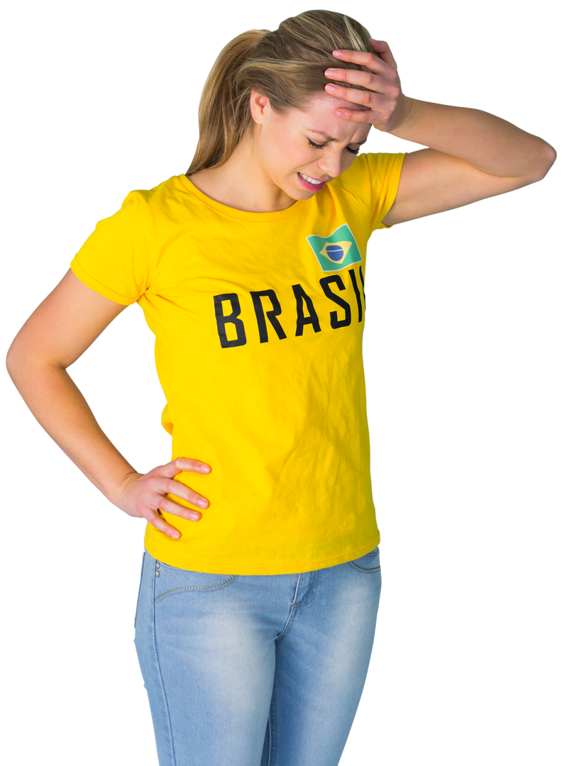 Transparent Female Football Fan Frustrated in Brazil T-Shirt - Download Free Stock Images Pikwizard.com