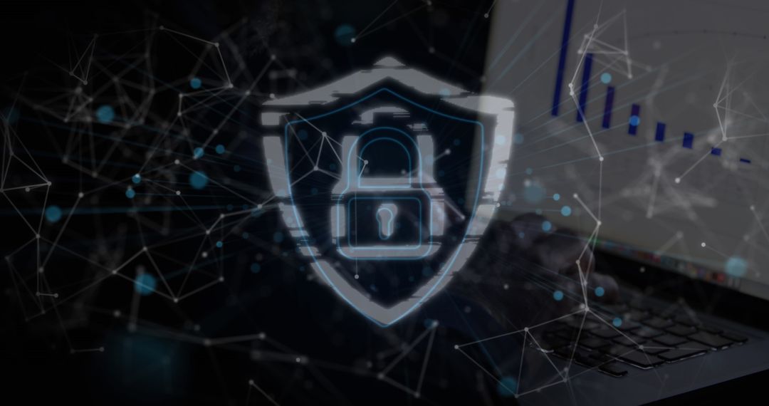 Cybersecurity Concept with Digital Lock Overlay and Dark Interface