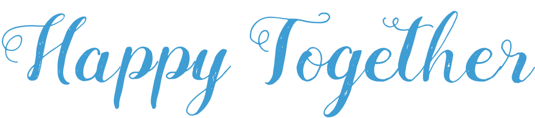 Blue Calligraphy Text 'Happy Together' on Transparent Background