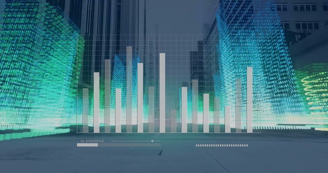 Digital Financial Data Over Cityscape Showcasing Global Business