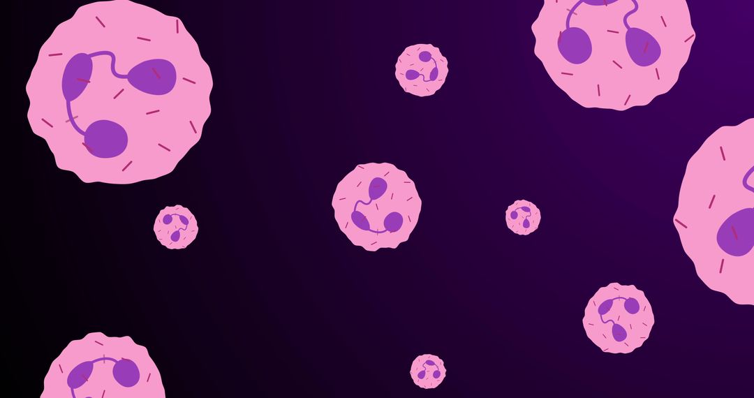 Illustration of Biological Cells with Pink and Violet Patterns