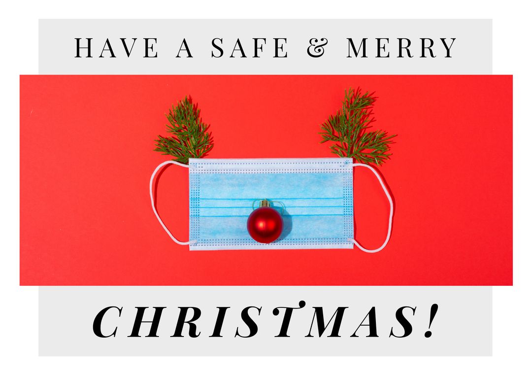 Festive Christmas Greetings with Face Mask and Decor