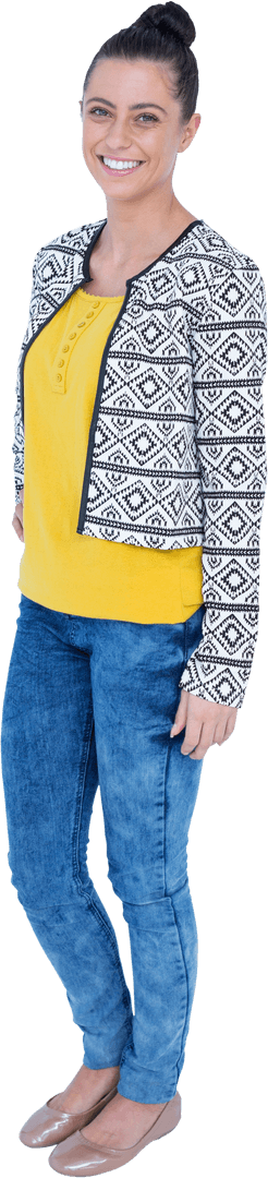 Stylish Woman Standing in Transparent Background Casual Abstract