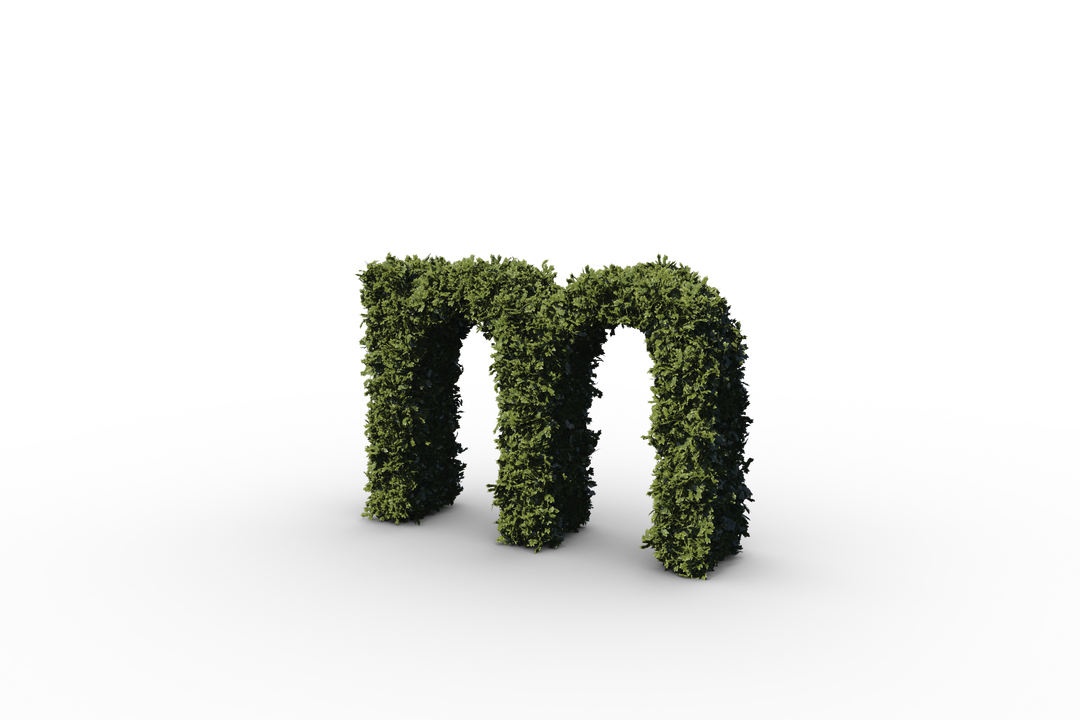 Transparent Letter 'M' Shaped from Fresh Green Leaves, 3D Hedged Design - Download Free Stock Images Pikwizard.com