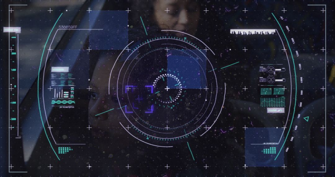 Futuristic Data Processing Interface in Urban Commuting