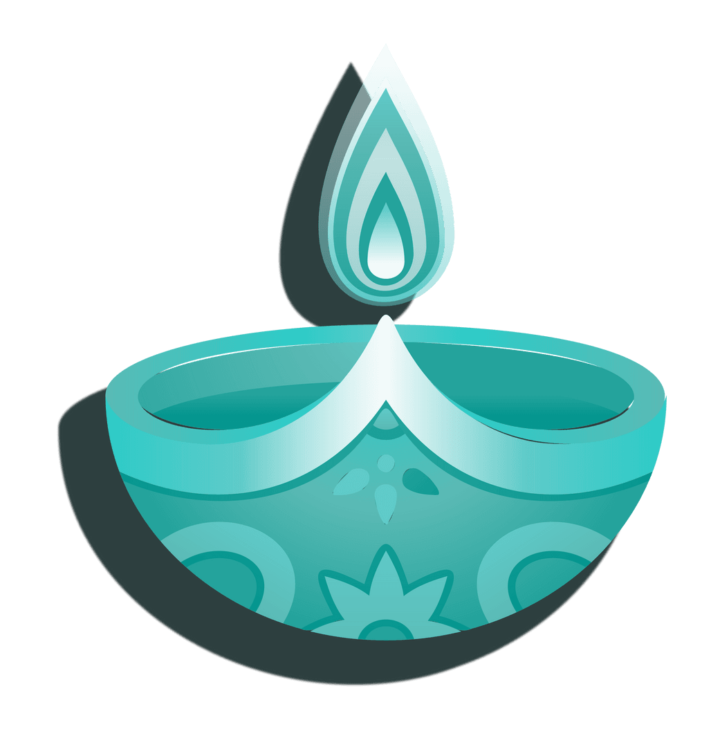 Flat Design Teal Oil Lamp with Transparent Background