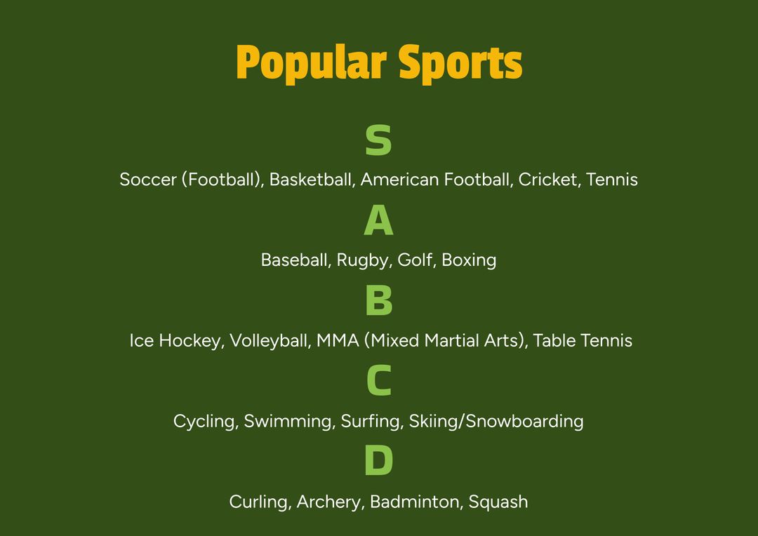 Colorful Sports Popularity Ranking Template - Download Free Stock Templates Pikwizard.com