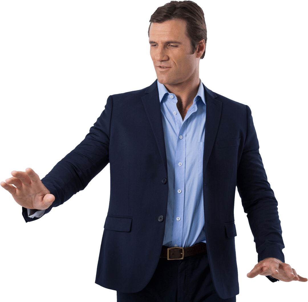 Businessman Interacting with Transparent Interface Concept