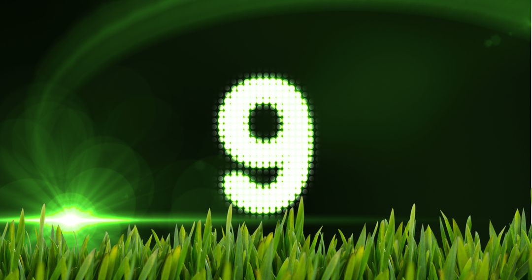 Digital Countdown Animation with Grass and Bright Green Aura - Free Images, Stock Photos and Pictures on Pikwizard.com