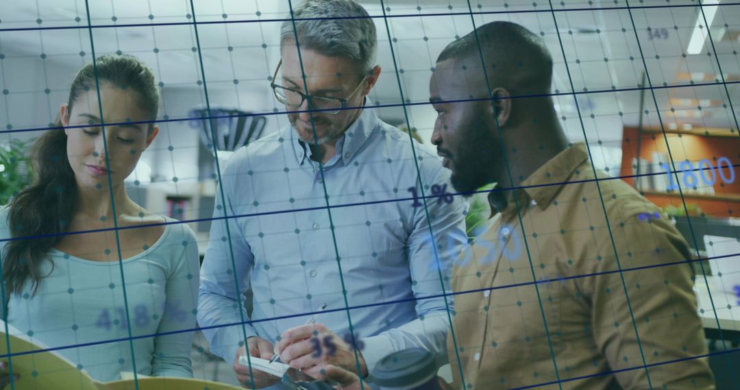 Team of Professionals Analyzing Data on Graph in Office