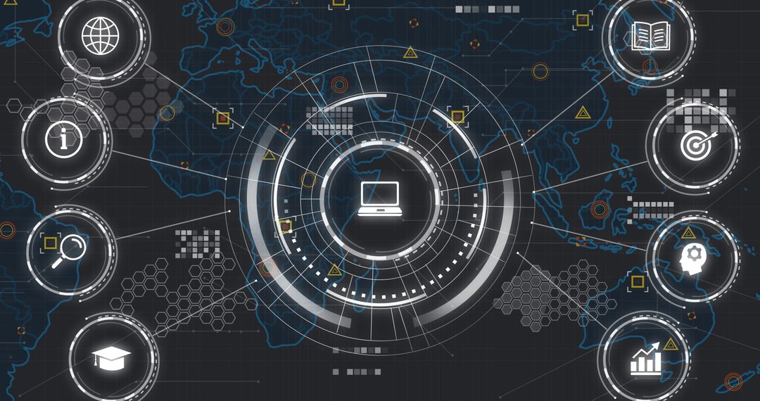 Futuristic Digital Network Connectivity with Global Map