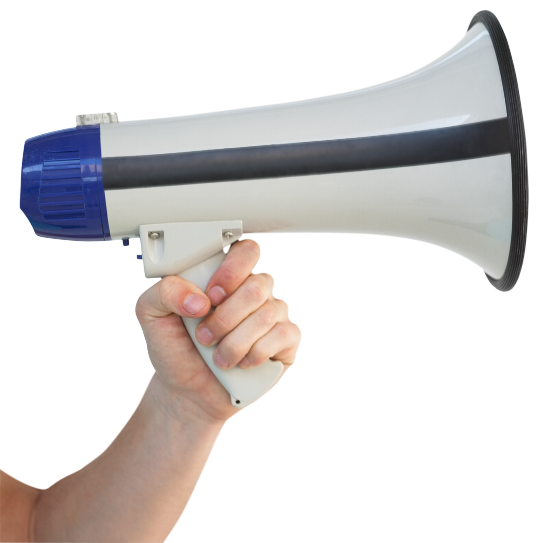 Transparent Background: Male Hand Holding Megaphone for Announcements - Download Free Stock Images Pikwizard.com