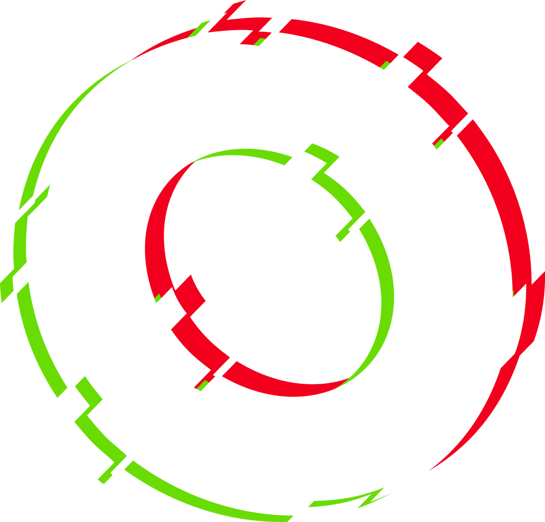 Transparent Abstract Torus with Red and Green Fragmented Design
