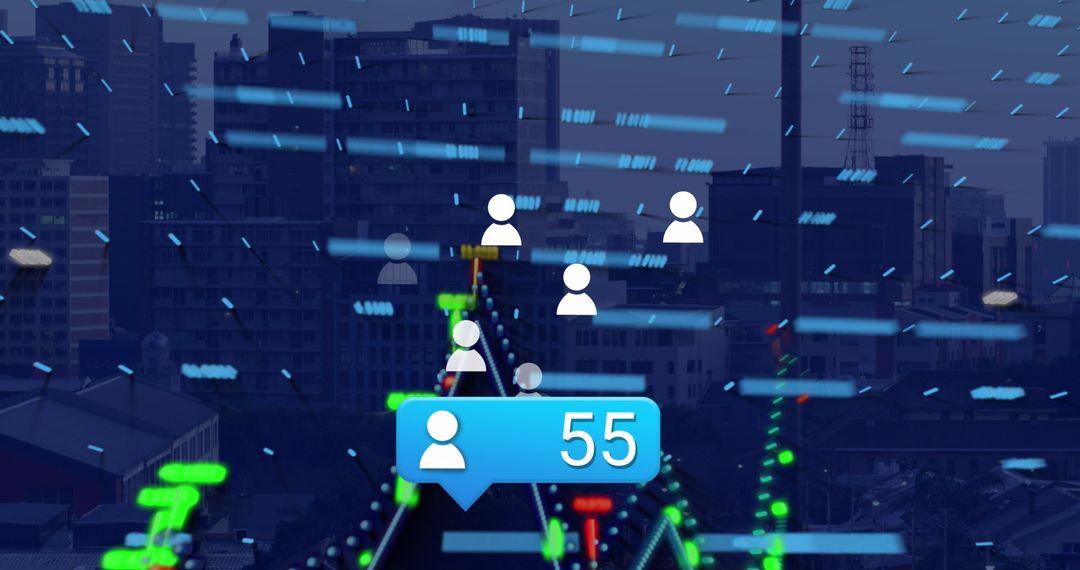 Digital Networking Concept in Urban Cityscape