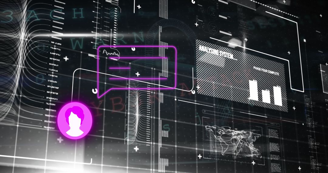 Digital Interface with Data Processing and Social Media Icon