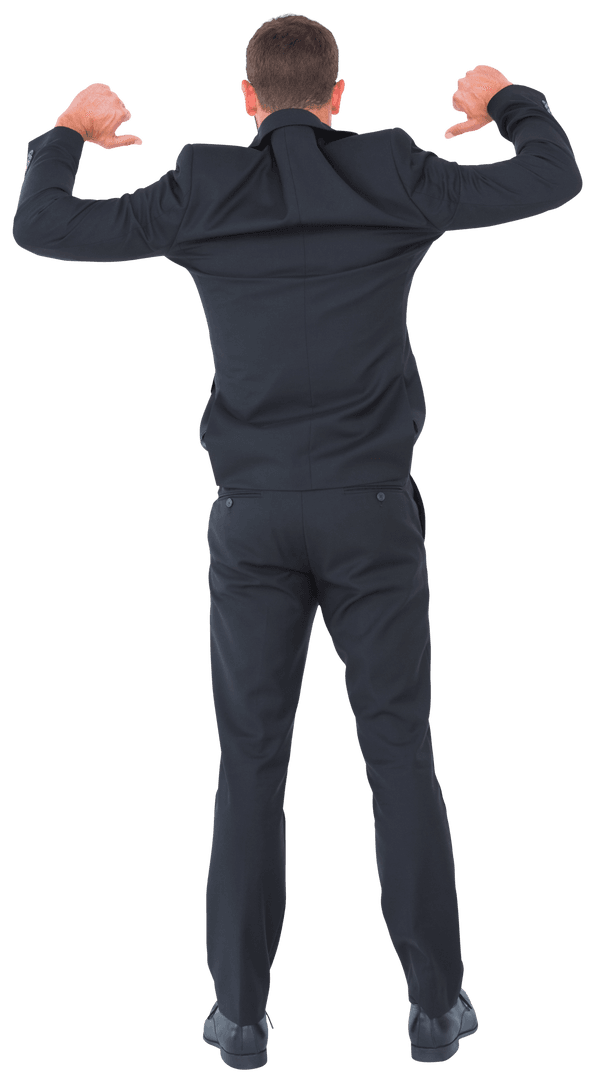 Confident Businessman Celebrating Success on Transparent Background