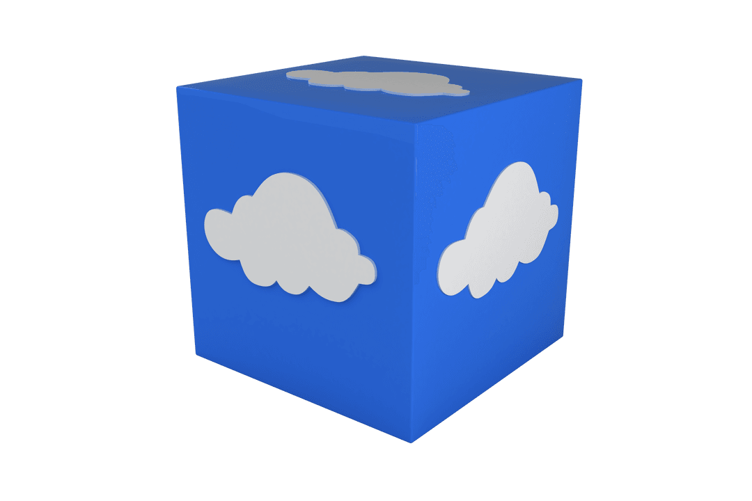 3D Cloud Illustration on Transparent Cubic Design