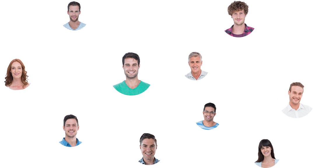 Transparent Network of Diverse Business People Connected Together