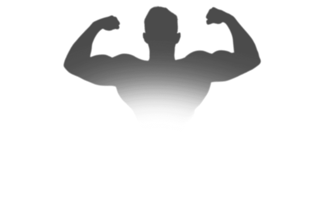 Silhouette of Strong Male Athlete Flexing Muscles on Transparent Background