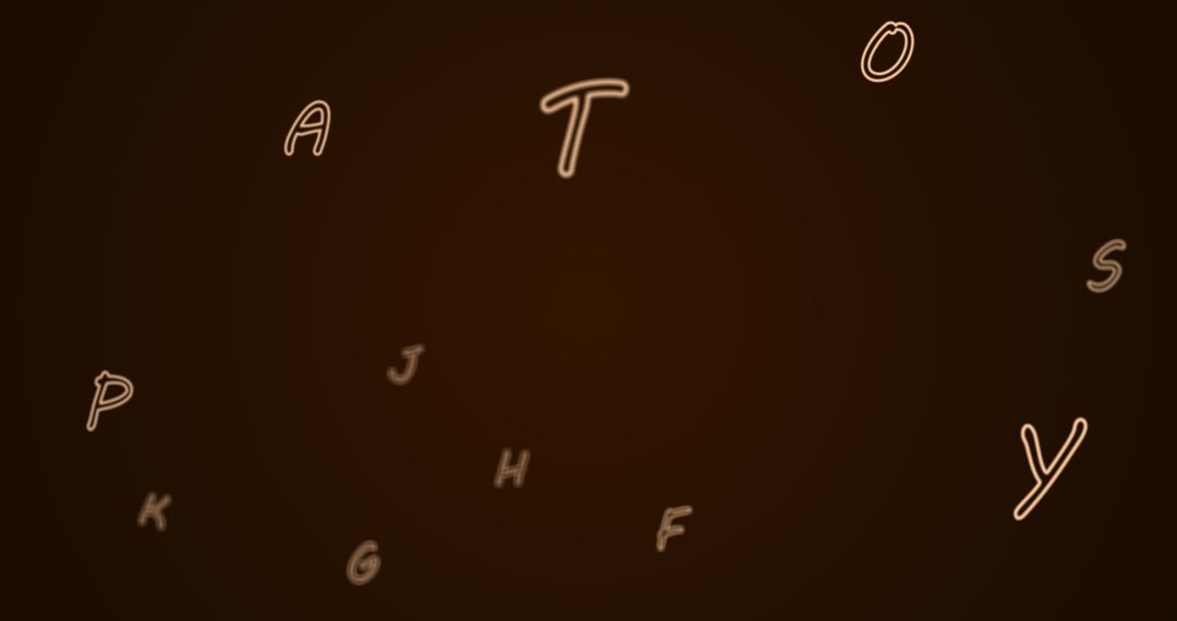 Floating Alphabet Letters on Dark Brown Background