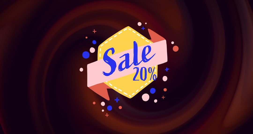 Colorful 20% Sale Banner on Abstract Brown Gradient