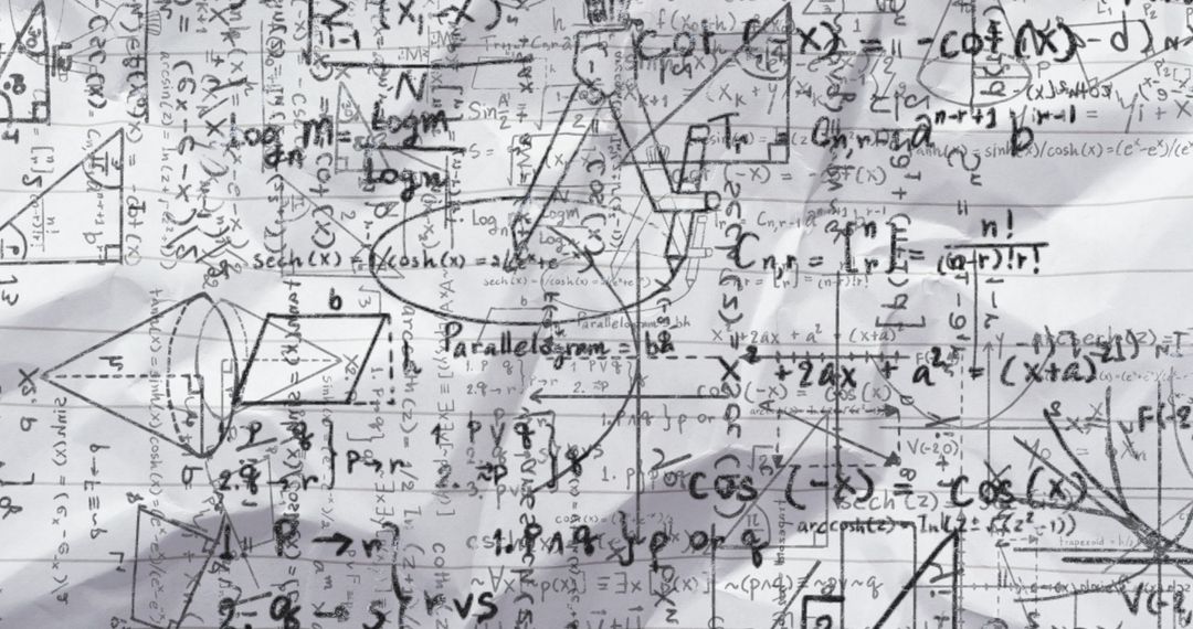 Mathematical Formulae and Geometric Drawings on Paper