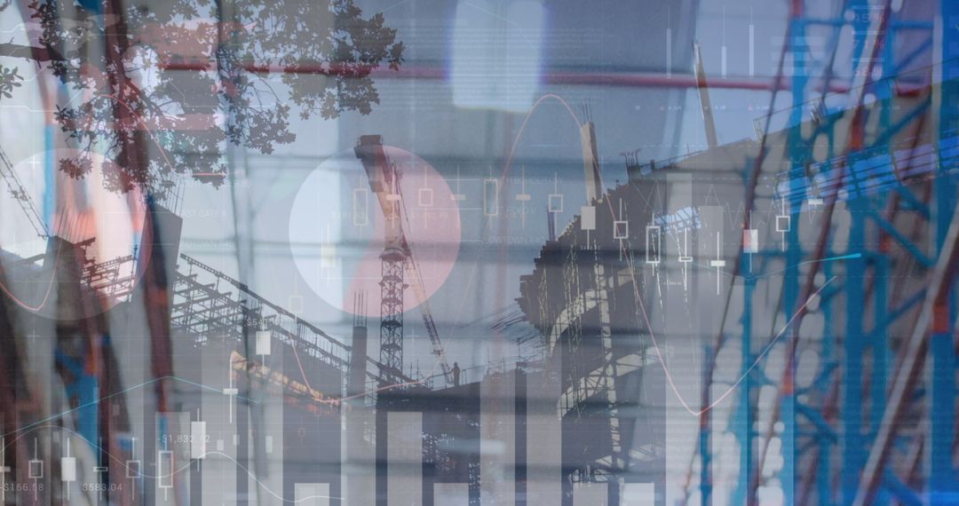 Digital Finance Concept: Construction, Data, Technology Interface