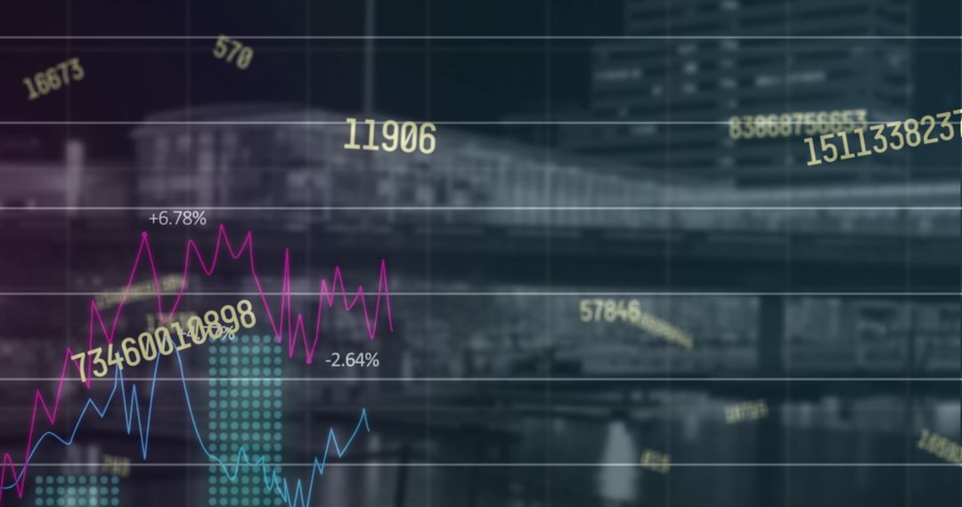Digital Data Visualization Overlaying Cityscape Concept