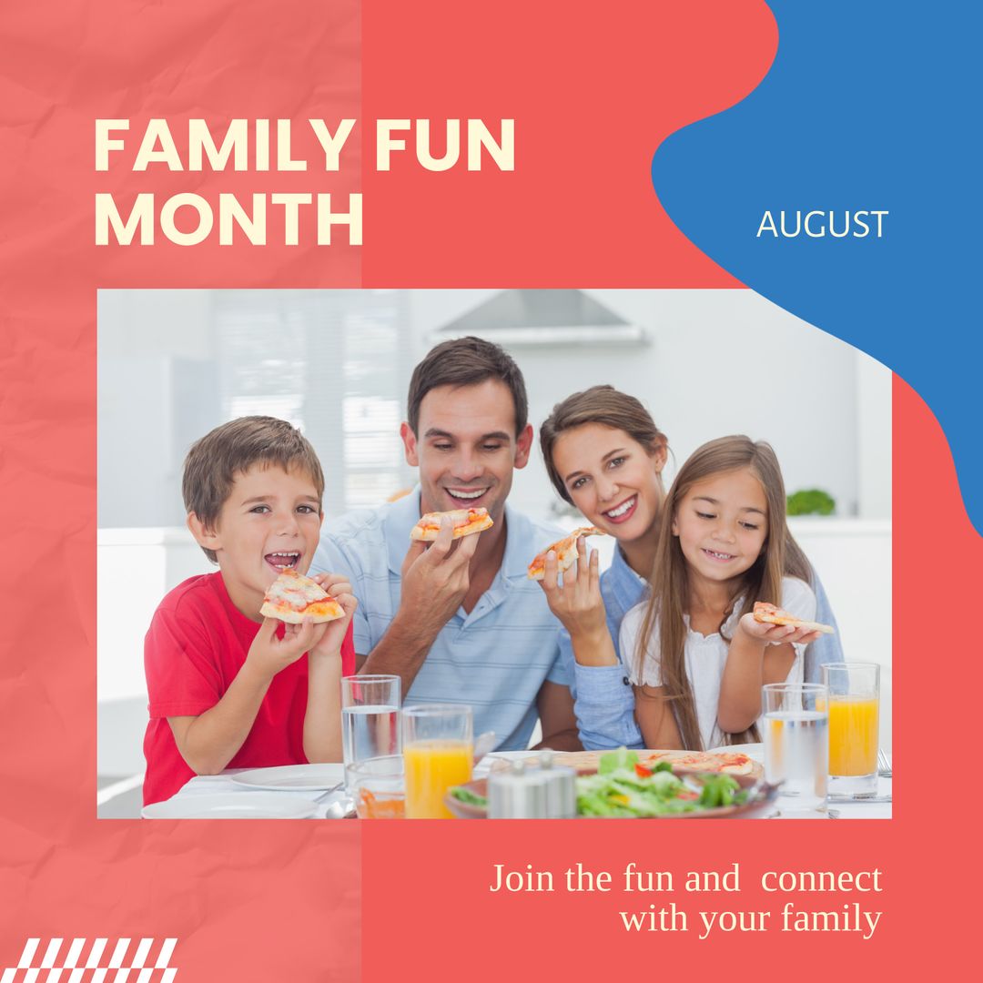 Family Enjoys Fun Pizza Meal Together Celebrating Family Fun Month
