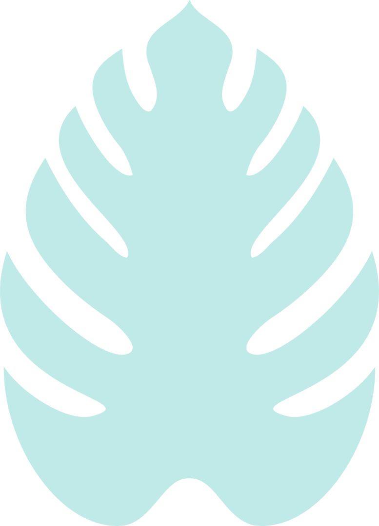 Turquoise Monstera Leaf Illustration on Transparent Background