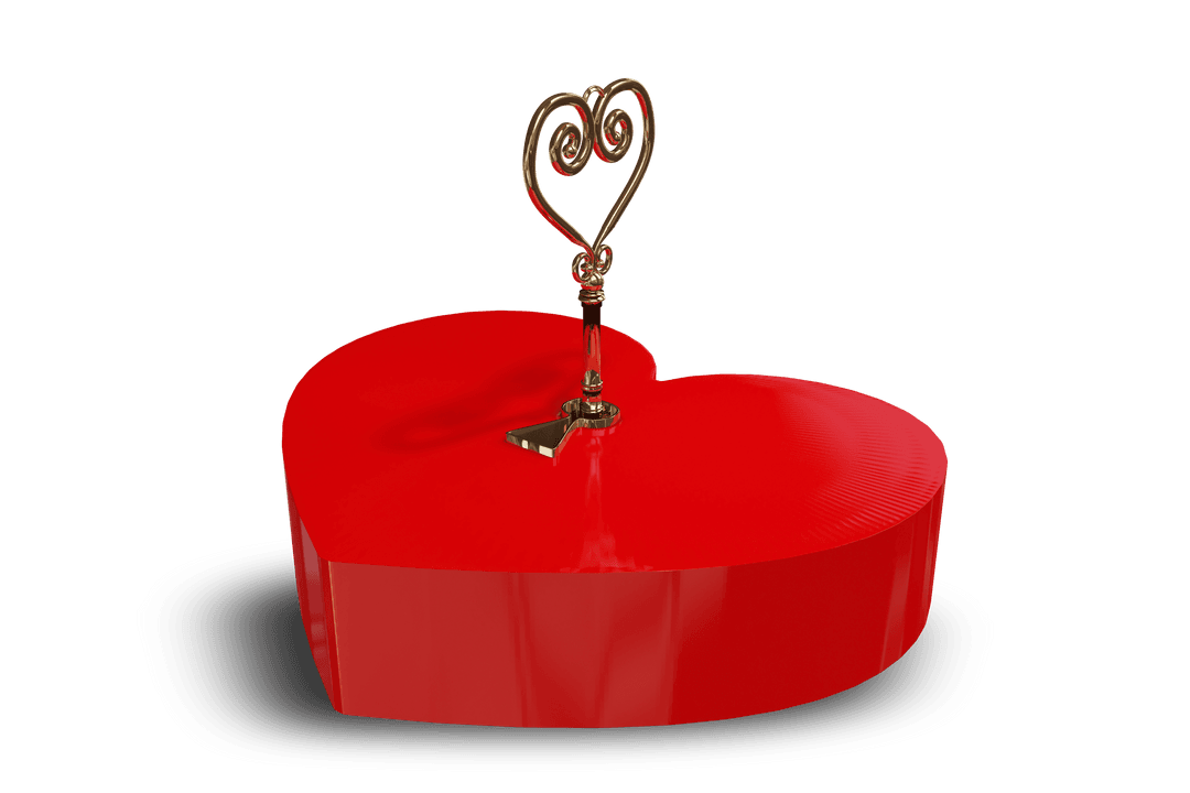 Heart Shaped Box with Key Teasing Love on Transparent Background