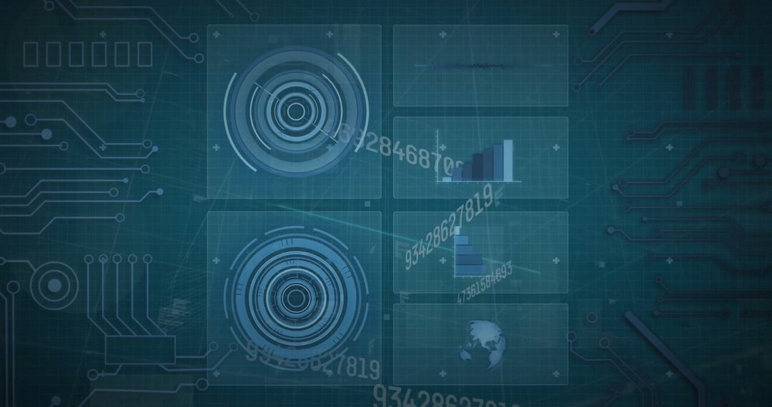 Futuristic Digital Interface with Data Processing and Connectivity