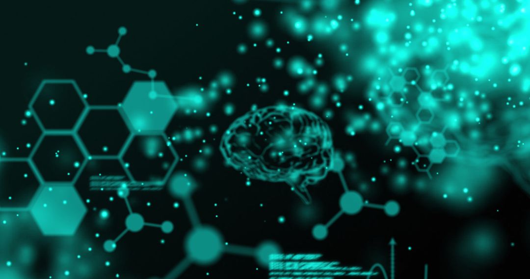Digital Brain with Chemical Structures and Data Visualization