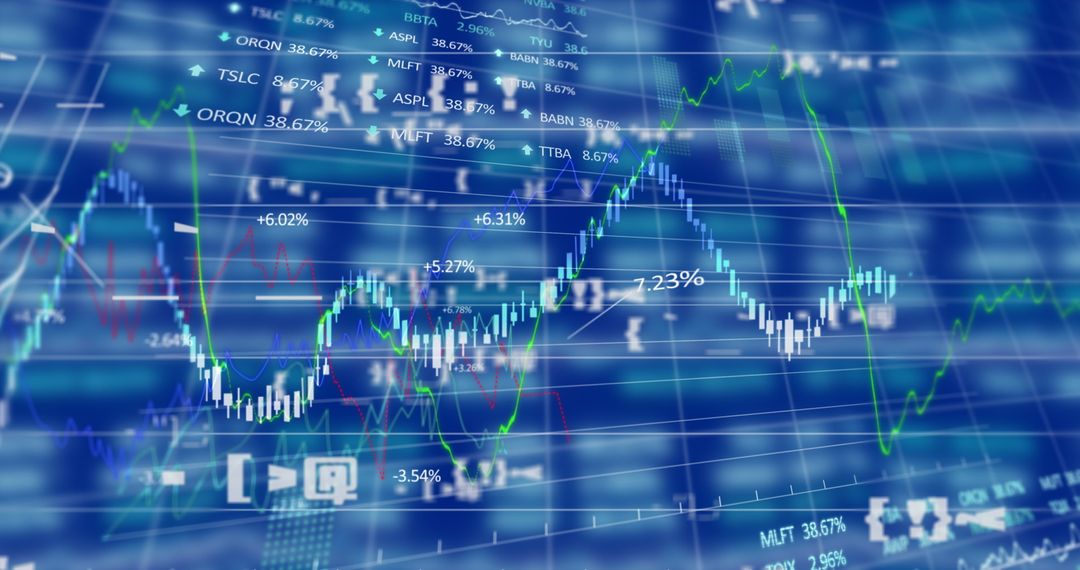 Futuristic Financial Data Analysis with Graphs and Icons