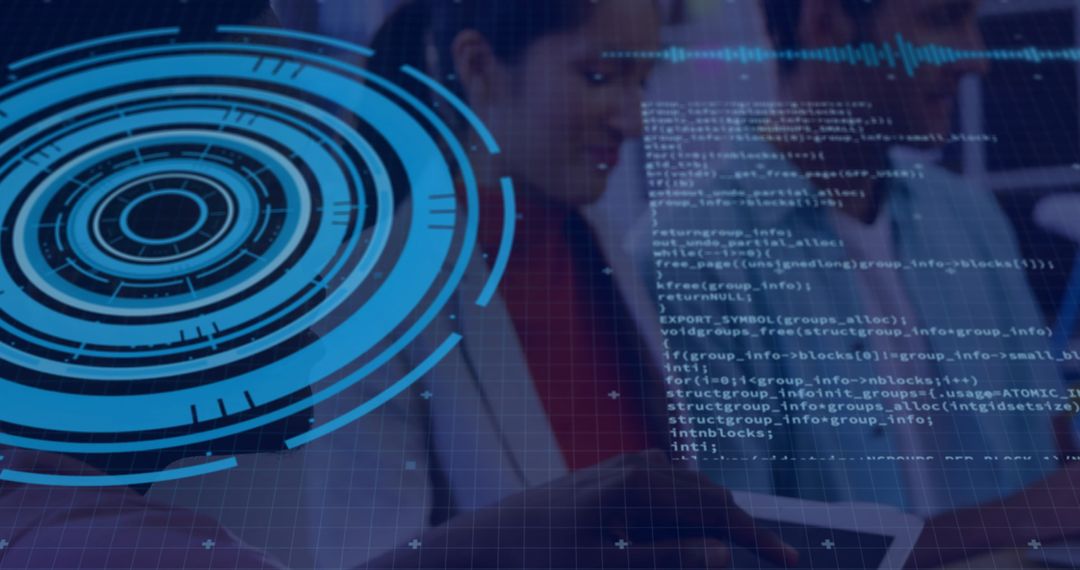 Futuristic IT Team Collaborating with Holographic Interface