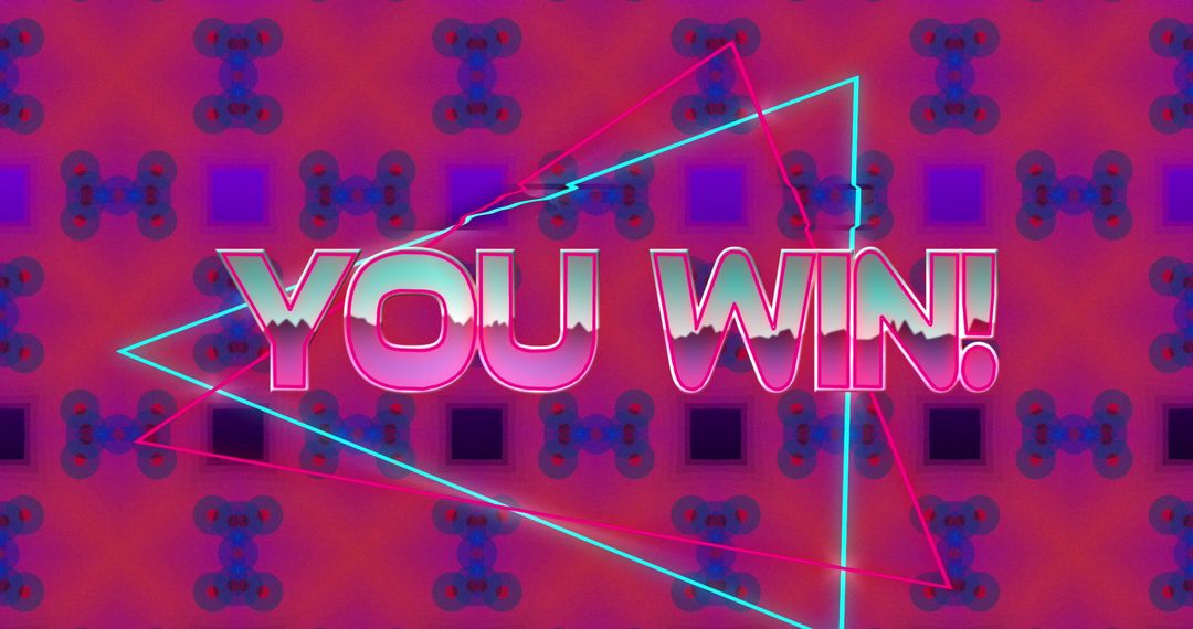 Retro Gaming Style You Win Screen with Neon Colors