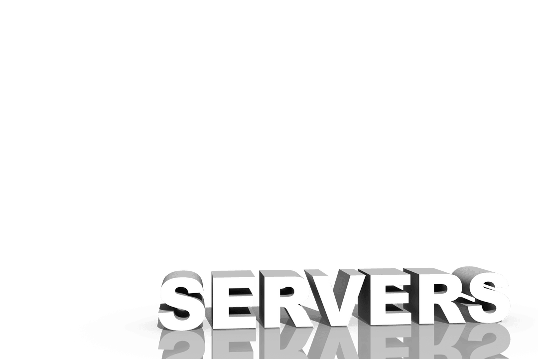 Servers Text White Reflecting Transparent Background