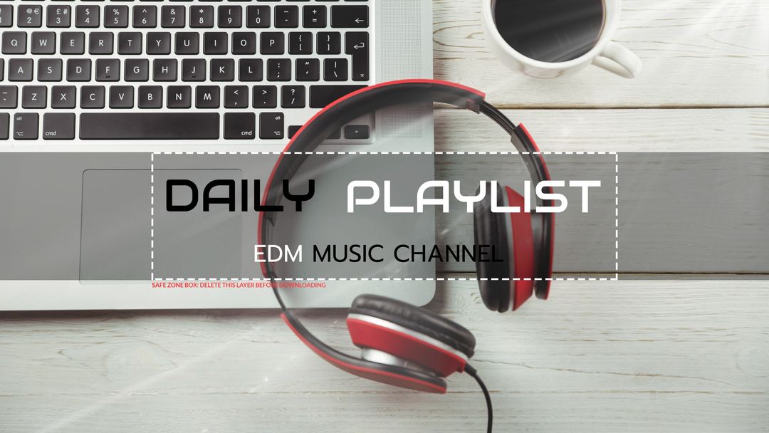 Headphones on Laptop for EDM Playlist Promotion With Modern Design
