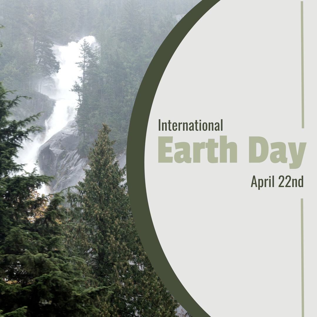 International Earth Day Celebration in Forest with Waterfall