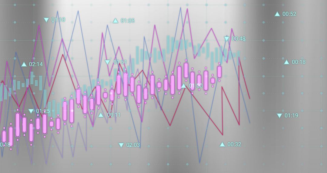 Abstract Digital Data Graph and Diagrams on Gray Background
