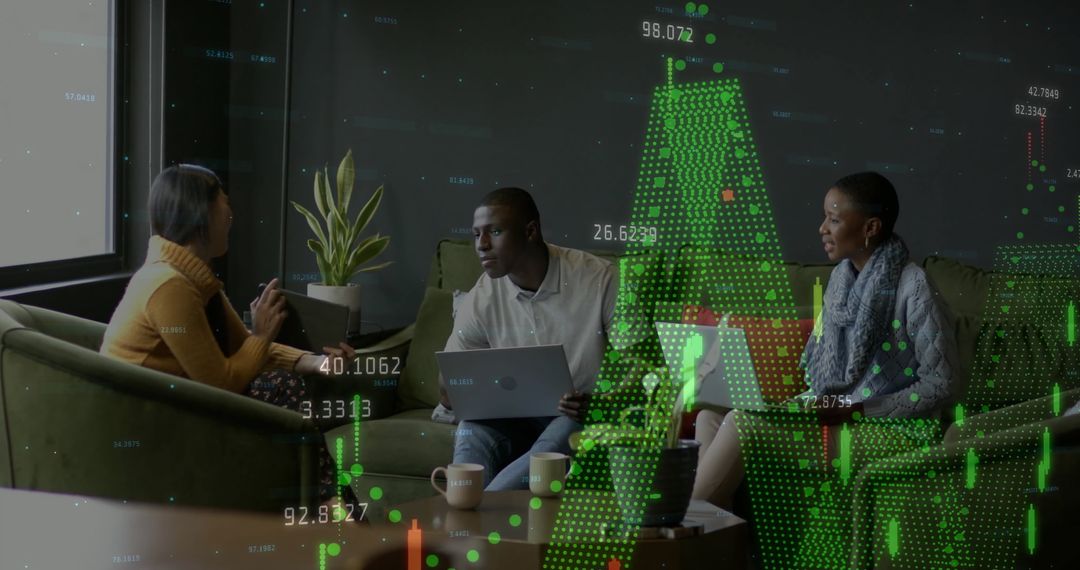 Business Team Analyzing Financial Data with Digital Viewing