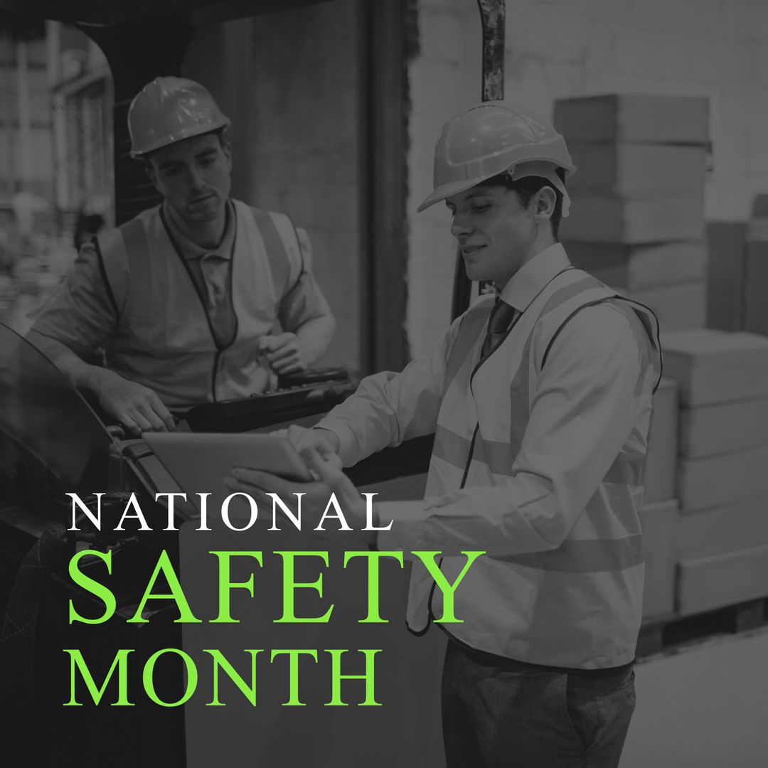 National Safety Month Awareness with Caucasian Male Workers in Warehouse - Download Free Stock Templates Pikwizard.com