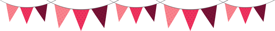 Pink Red Polka-Dot Bunting Garland on Transparent Background