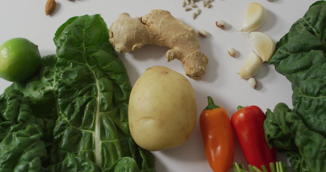 Assorted Fresh Vegetables on White Background for Plant-Based Diets