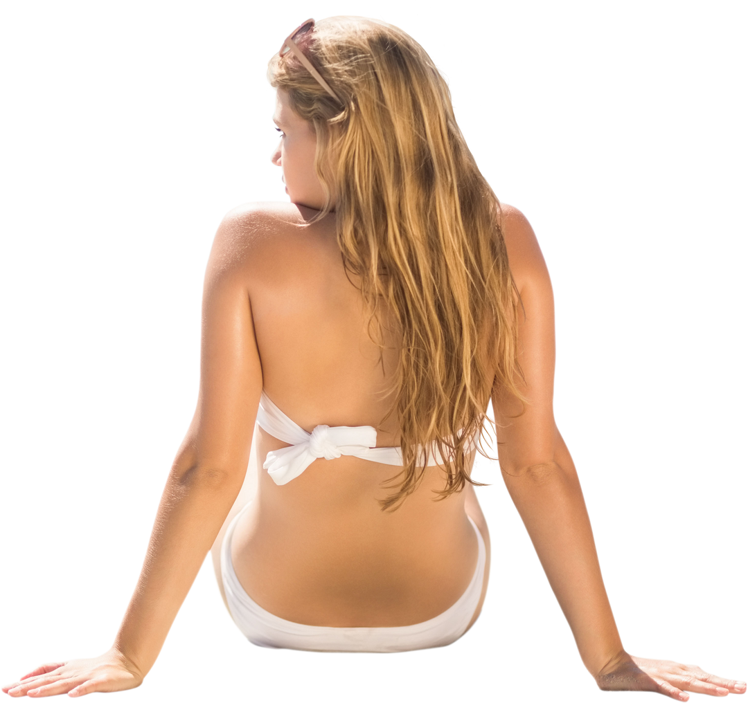 Transparent Background Back View of Woman in Bikini Sitting Sunbathing - Download Free Stock Images Pikwizard.com