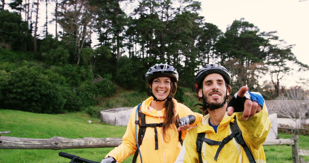 Couple Exploring Nature on Bicycles in Sunny Weather