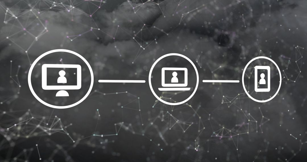 Digital Network Connections Amid Dark Thunderous Clouds
