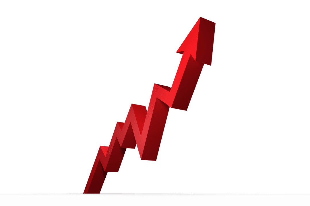 Red Arrow Moving Upwards on Transparent Background