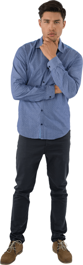 Contemplative Businessman Transparent Background Full Length