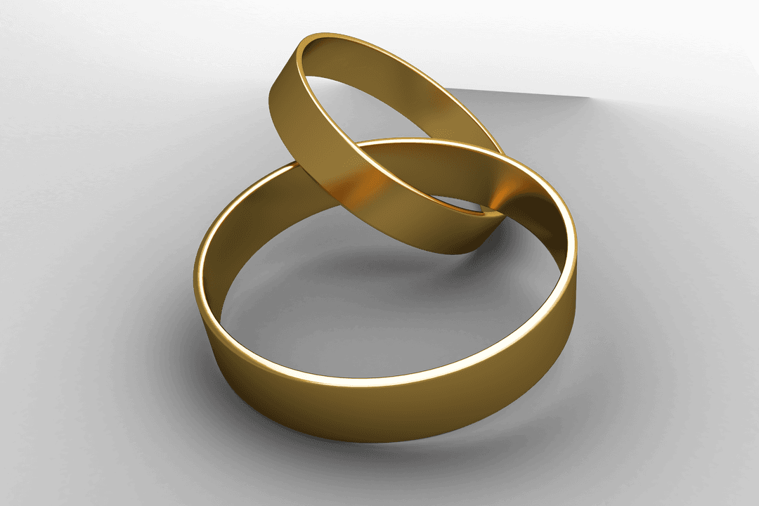 Transparent Overlapping Golden Wedding Rings Symbolic Union
